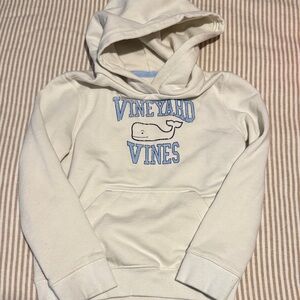 Vineyard Vines Off-White Hoodie with Light Blue Logo
